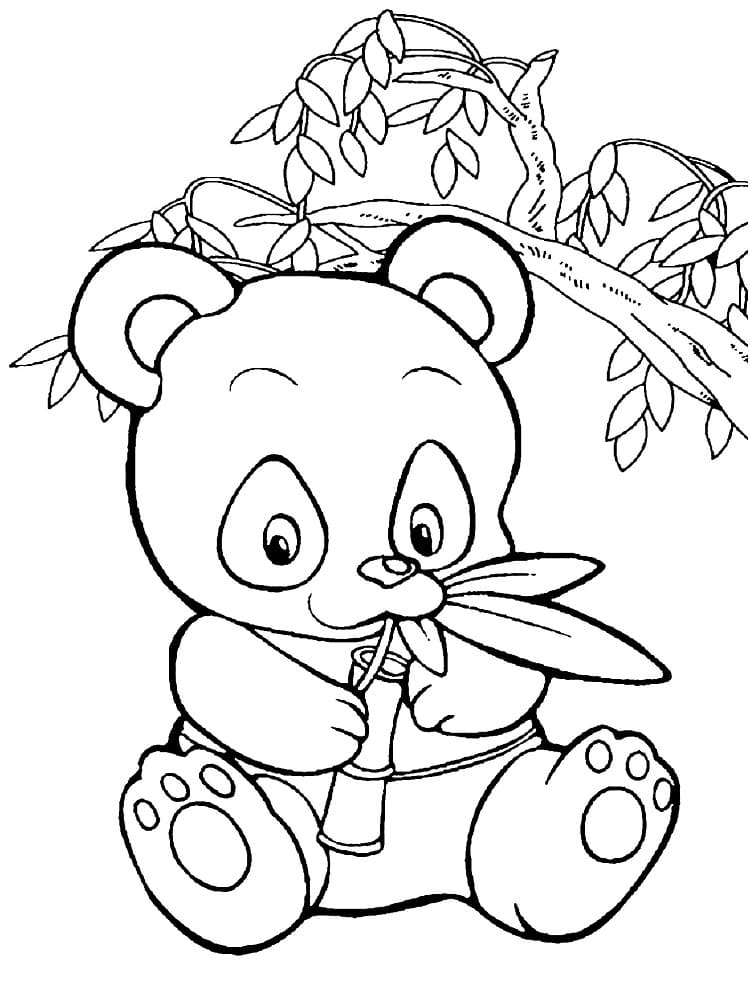 Lille Panda Spiser Bambus fargeleggingsside