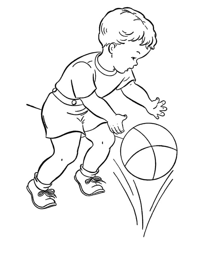 Liten Gutt Med Basketballball fargelegging