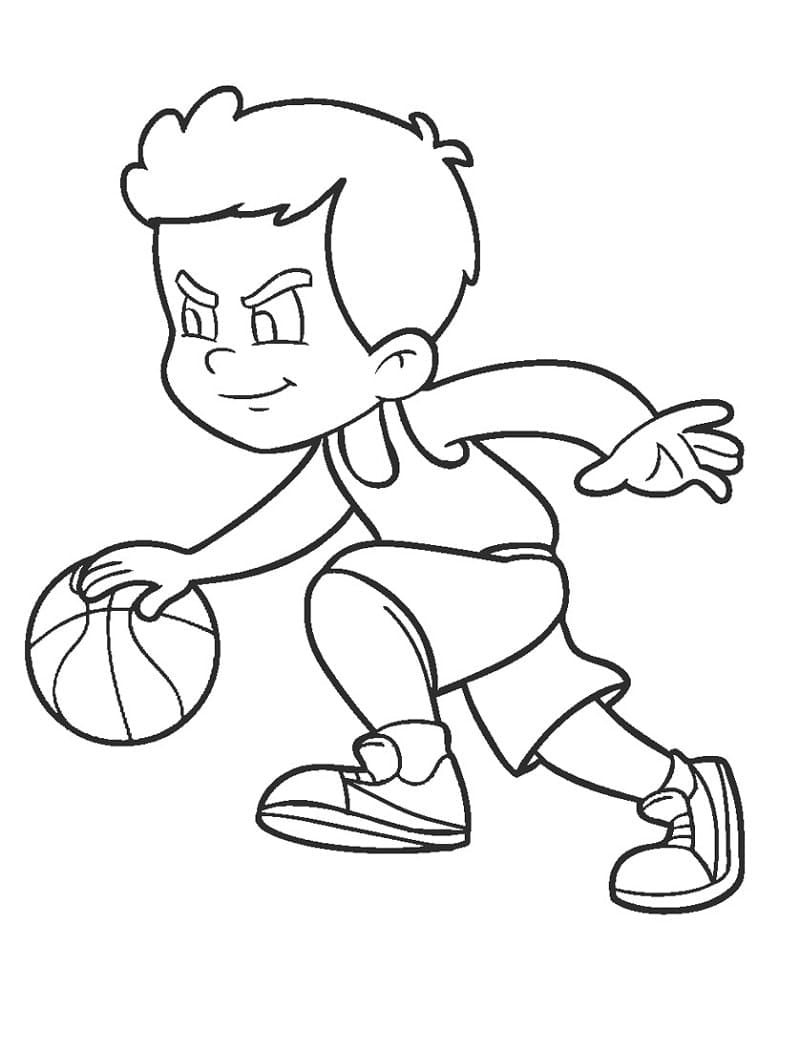 Liten Gutt Som Spiller Basketball fargelegging