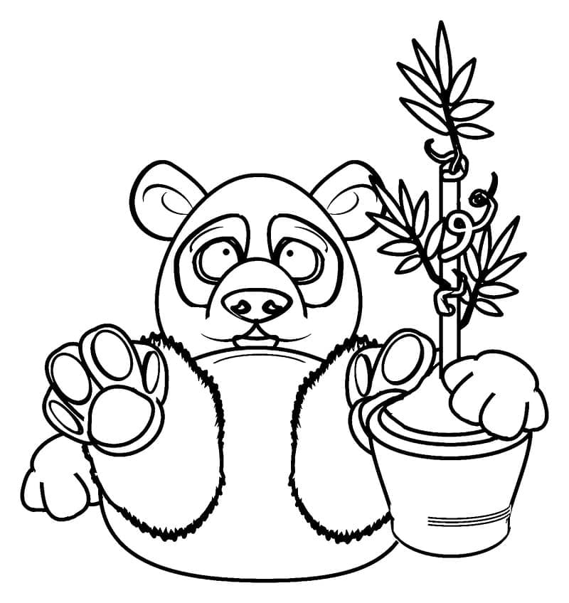 Morsom Panda Og Potteplanten fargelegging