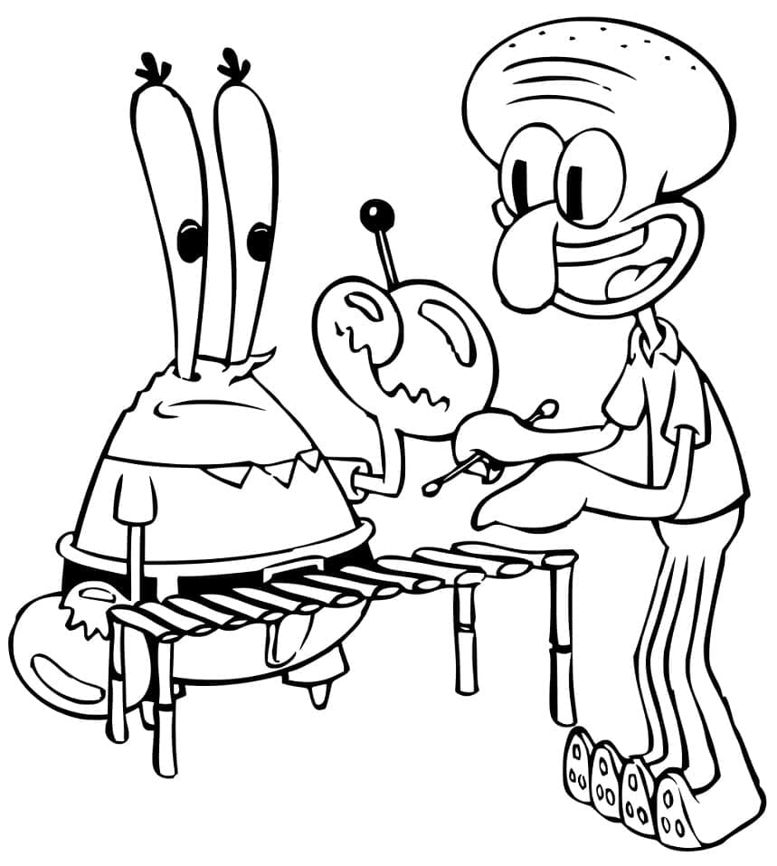 Mr. Krabs og Squidward fra SpongeBob fargelegging