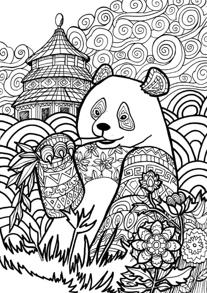 Panda Mandala fargelegging