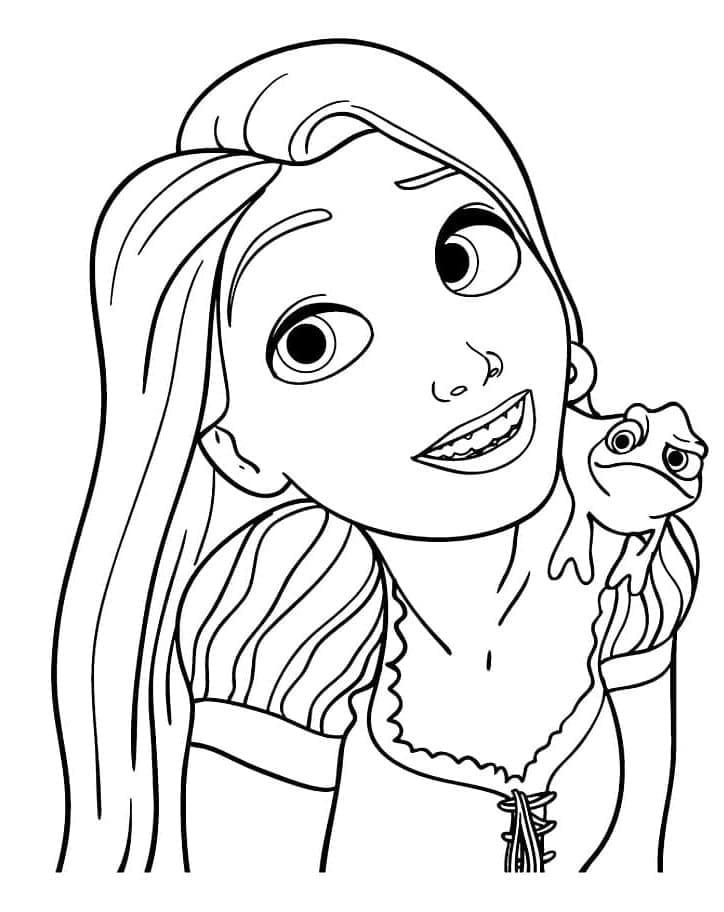 Portrett Av Rapunzel Med Kameleon fargeleggingsside