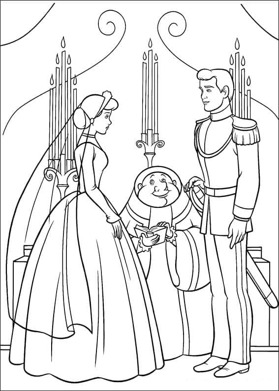 Prinsesse Askepott Bryllup fargeleggingsside