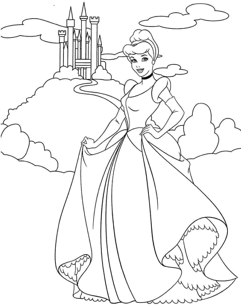 Prinsesse Askepott Og Slottet fargeleggingsside