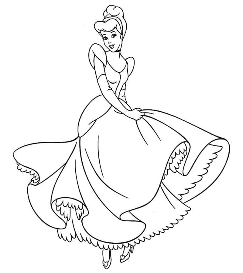 Prinsesse Askepott Som Danser fargeleggingsside