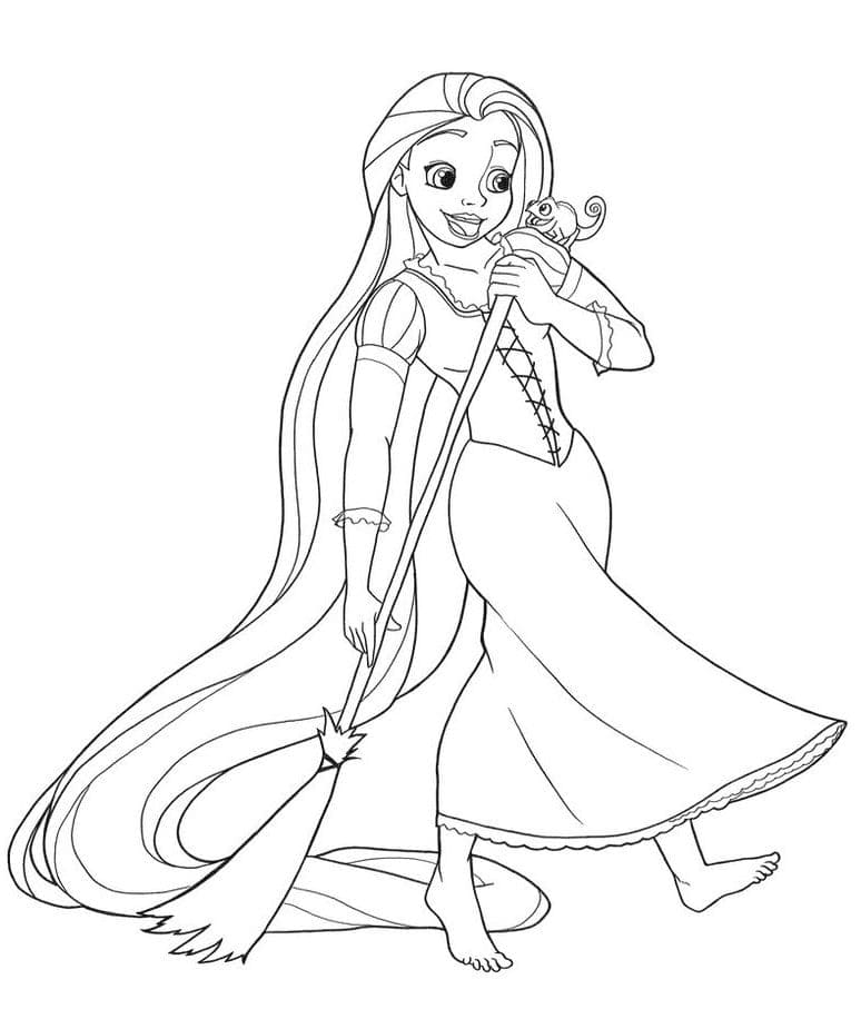 Prinsesse Rapunzel Holder Kost fargeleggingsside