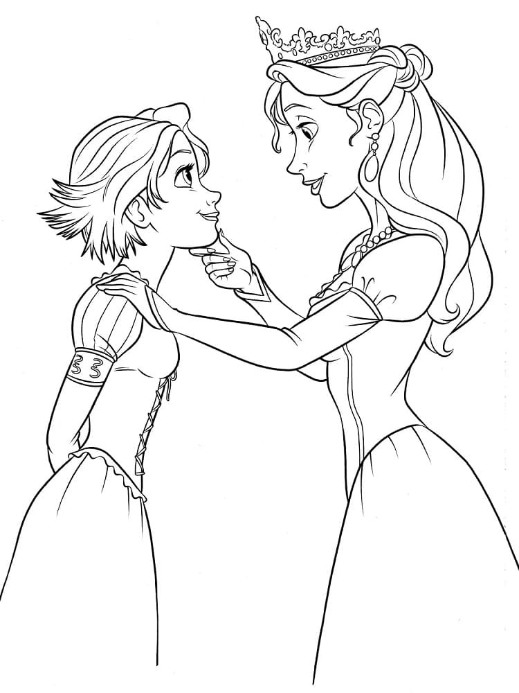 Prinsesse Rapunzel Og Dronning Arianna fargeleggingsside