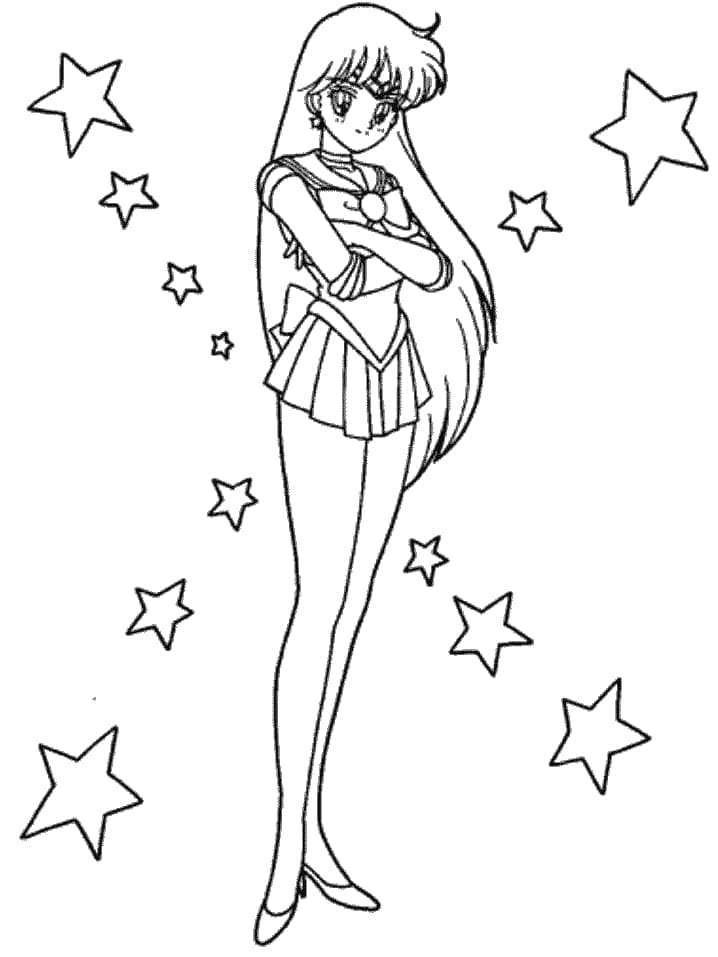 Rei Hino fra Anime Sailor Moon fargelegging