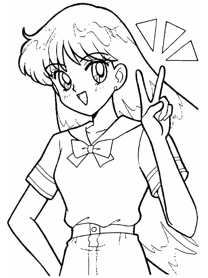 Rei Hino fra Sailor Moon fargelegging