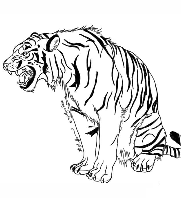 Snarling Tiger fargeleggingsside