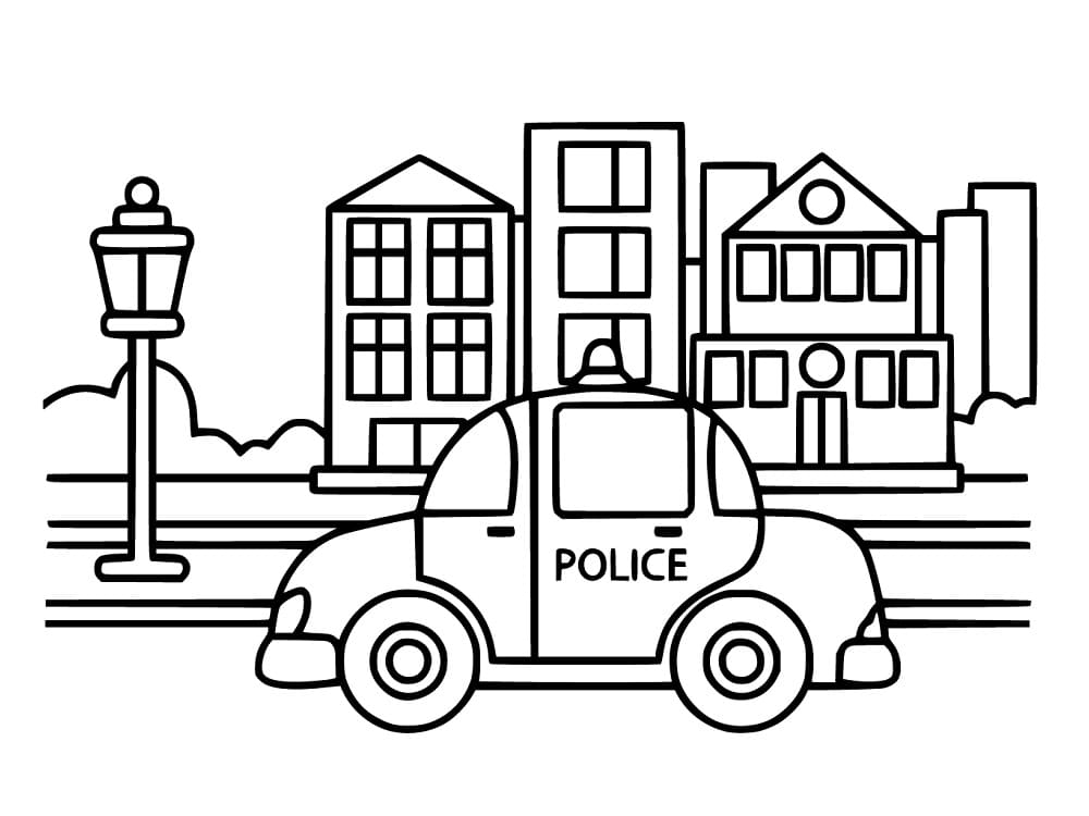 Søt Politibil I Byen fargeleggingsside