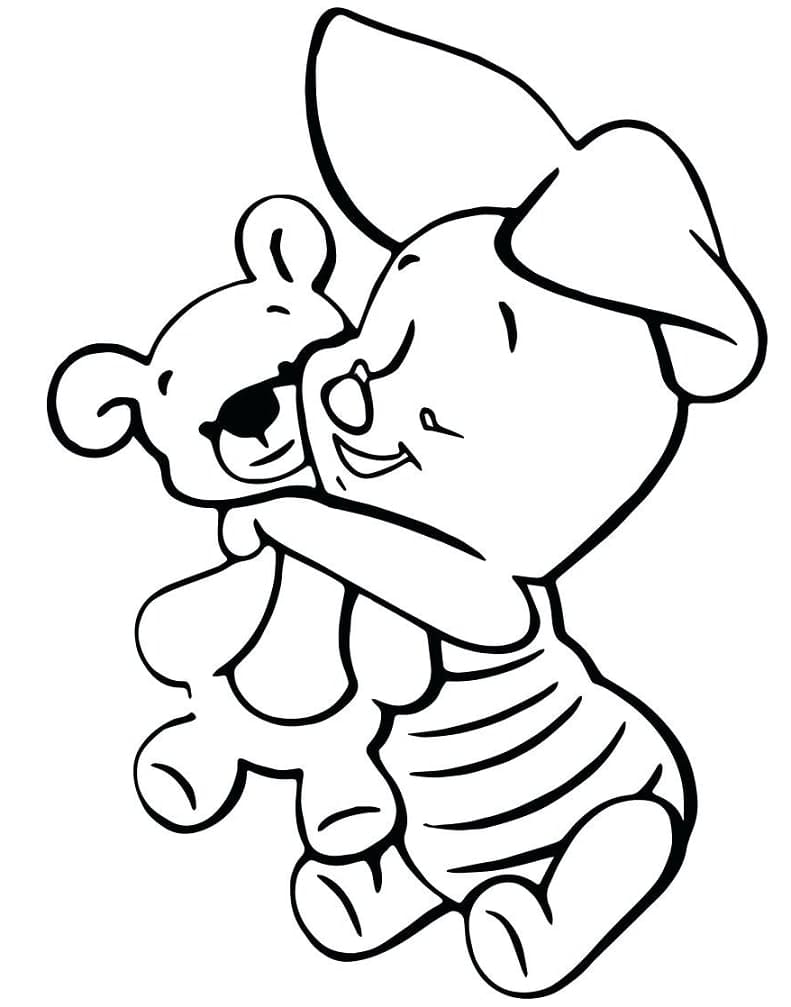 Teddybjørn Som Klemmer Smågris fargelegging
