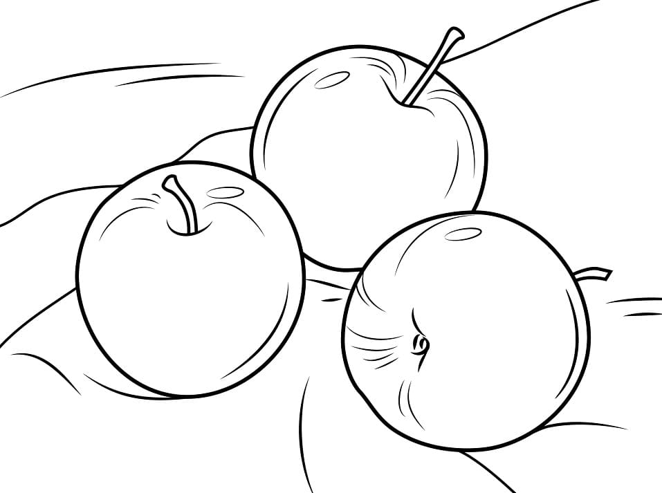 Tegning Av Tre Epler fargelegging