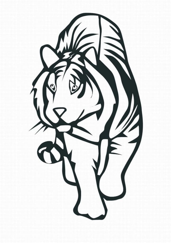 Tegning Tiger-Vandring fargelegging