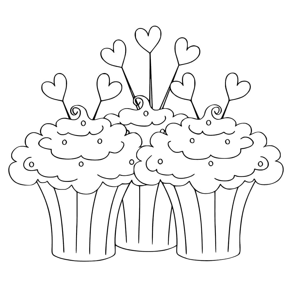 Tre Cupcakes fargeleggingsside