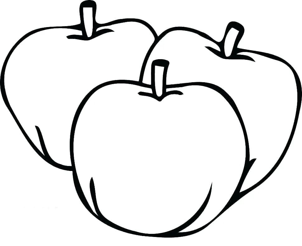 Tre Epler fargeleggingsside