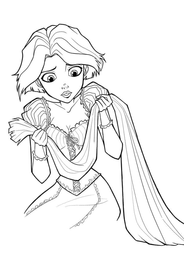 Trist Prinsesse Rapunzel fargeleggingsside