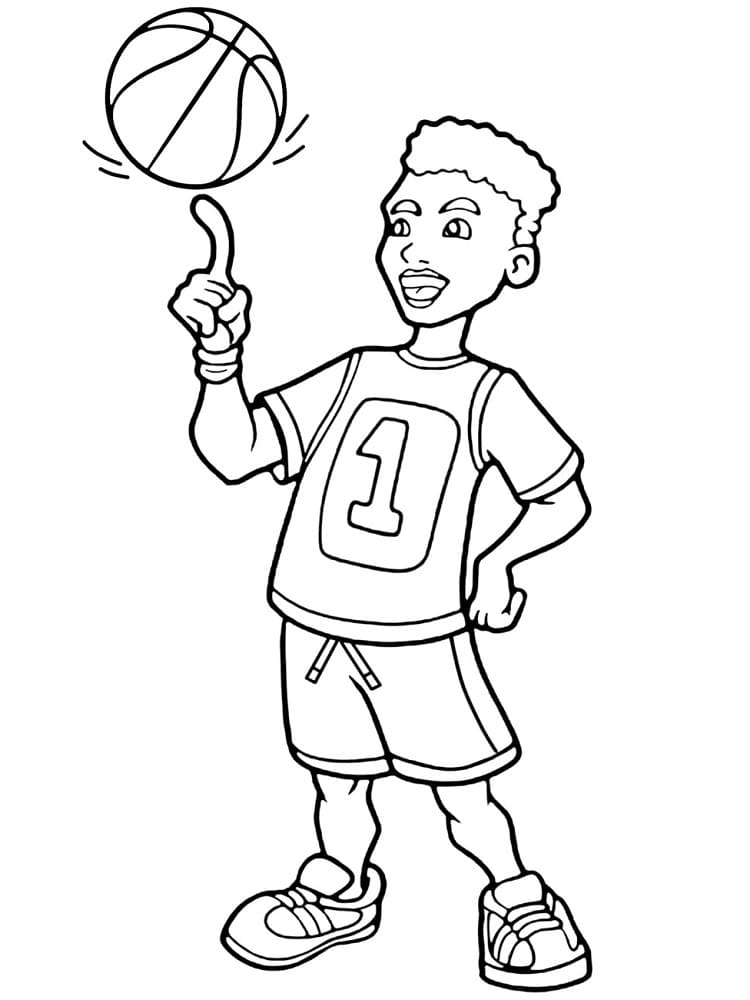 Ung Basketballspiller fargelegging