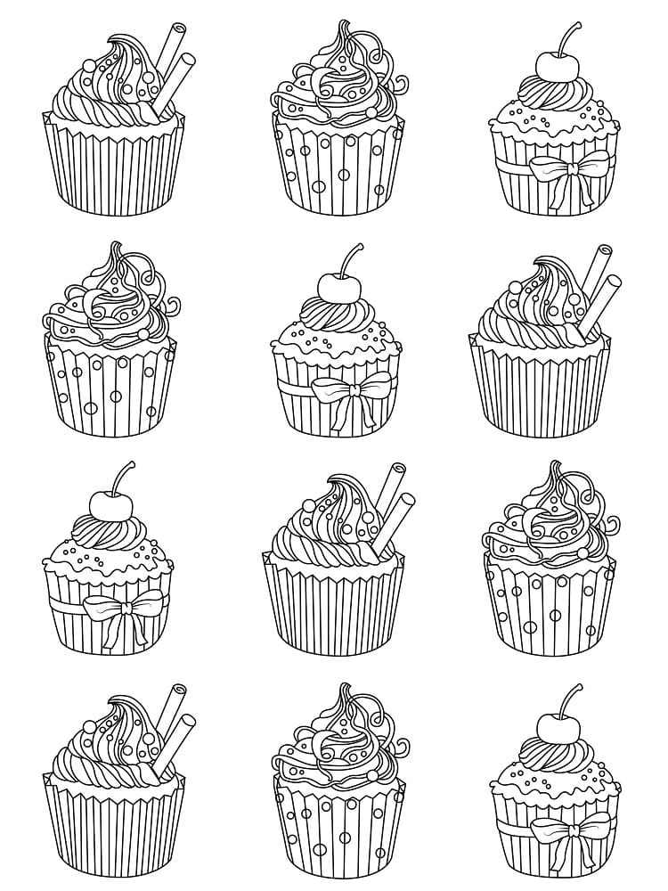 Vanlige Cupcakes fargeleggingsside