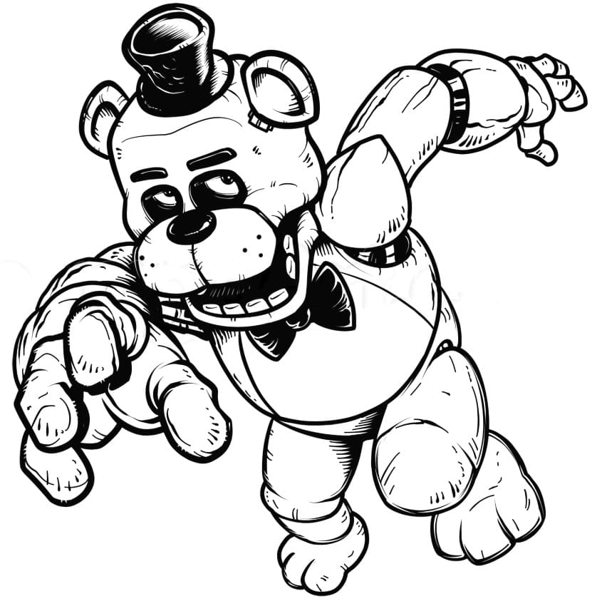 Withered Freddy fra FNAF fargelegging