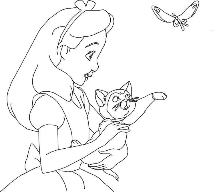 Alice and Kitten Dinah fargeleggingsside