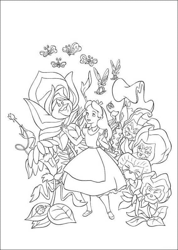 Alice Og Blomstene fargeleggingsside