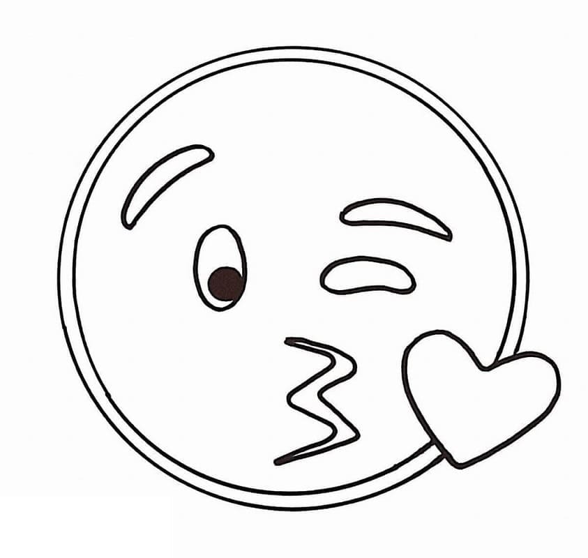 Ansikt Blåser Kyss Emoji fargeleggingsside