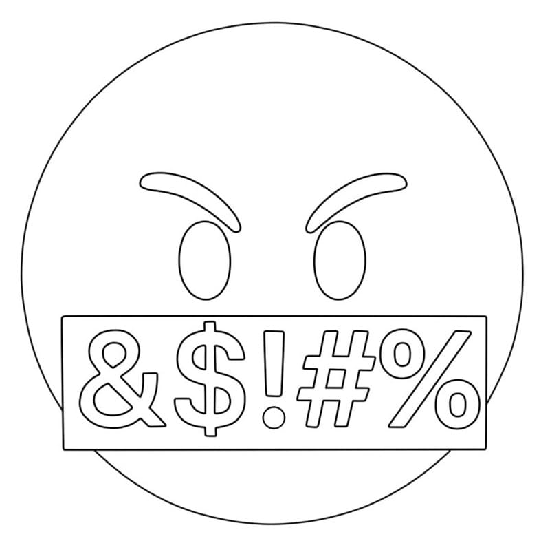 Ansikt Med Symboler På Munnen Emoji fargelegging