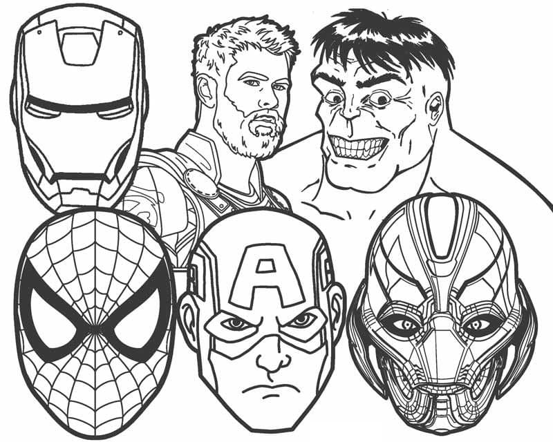 Avengers Ansikter fargeleggingsside