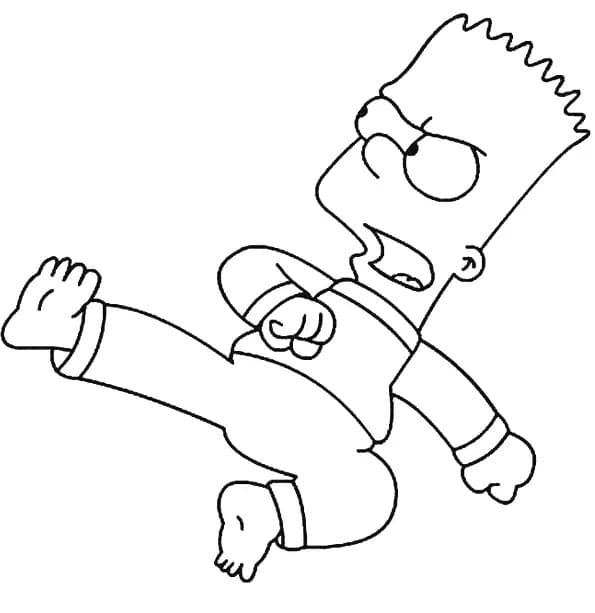 Bart Simpson med Karate fargeleggingsside