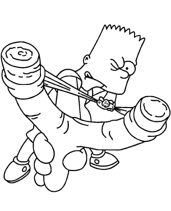 Bart Simpson og A Slingshot fargeleggingsside