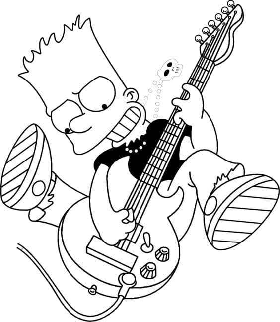 Bart Simpson spiller gitar fargelegging