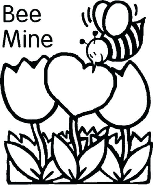 Bee mine valentines kort fargeleggingsside