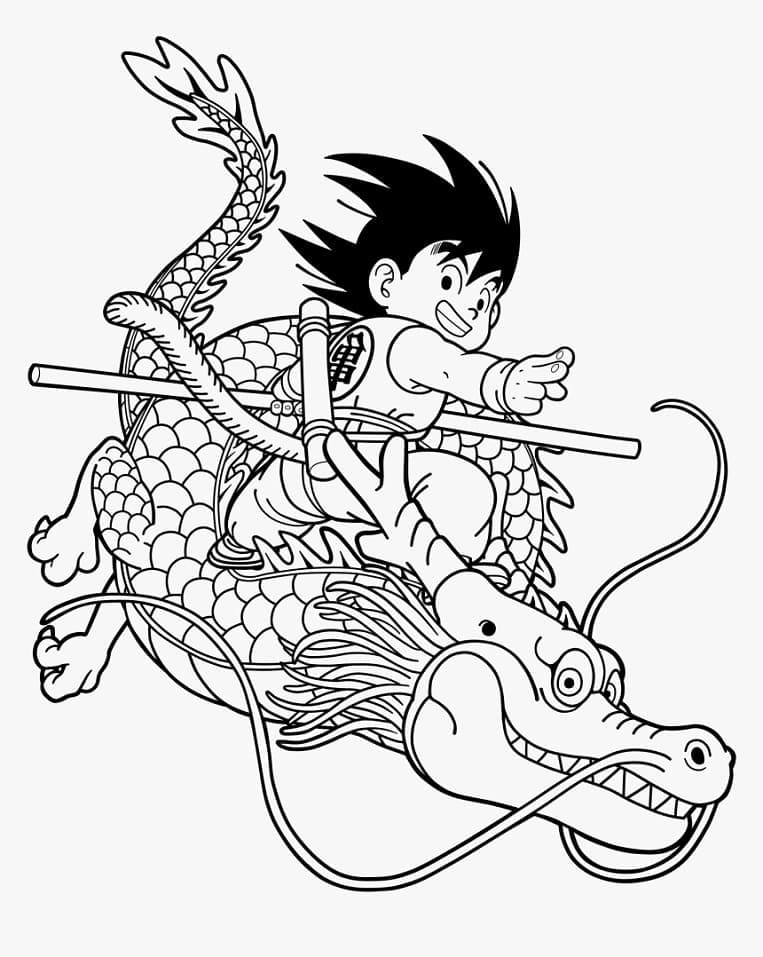 Goku Og Dragon fargeleggingsside