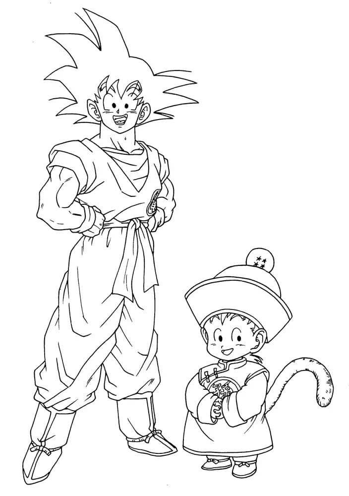 Goku Og Gohan fargeleggingsside