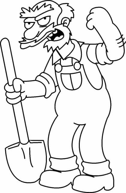 Groundskeeper Willie fra Simpsons fargeleggingsside