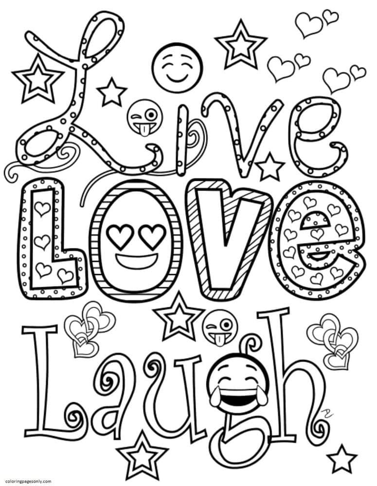 Levende Love Laugh Emojis fargelegging