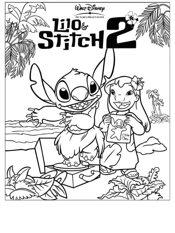 Lilo og Stitch på Stranden fargelegging