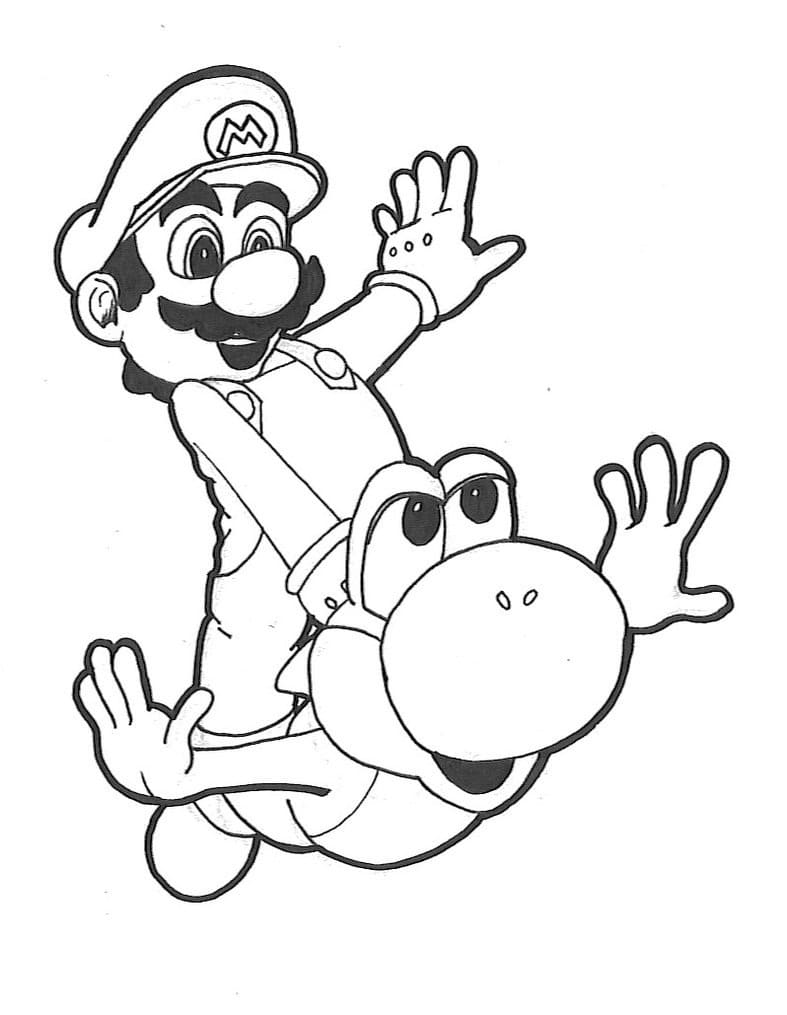 Mario Og Yoshi fargeleggingsside