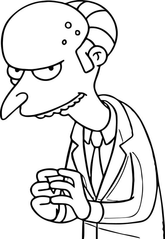 Mr. Burns fra Simpsons fargelegging