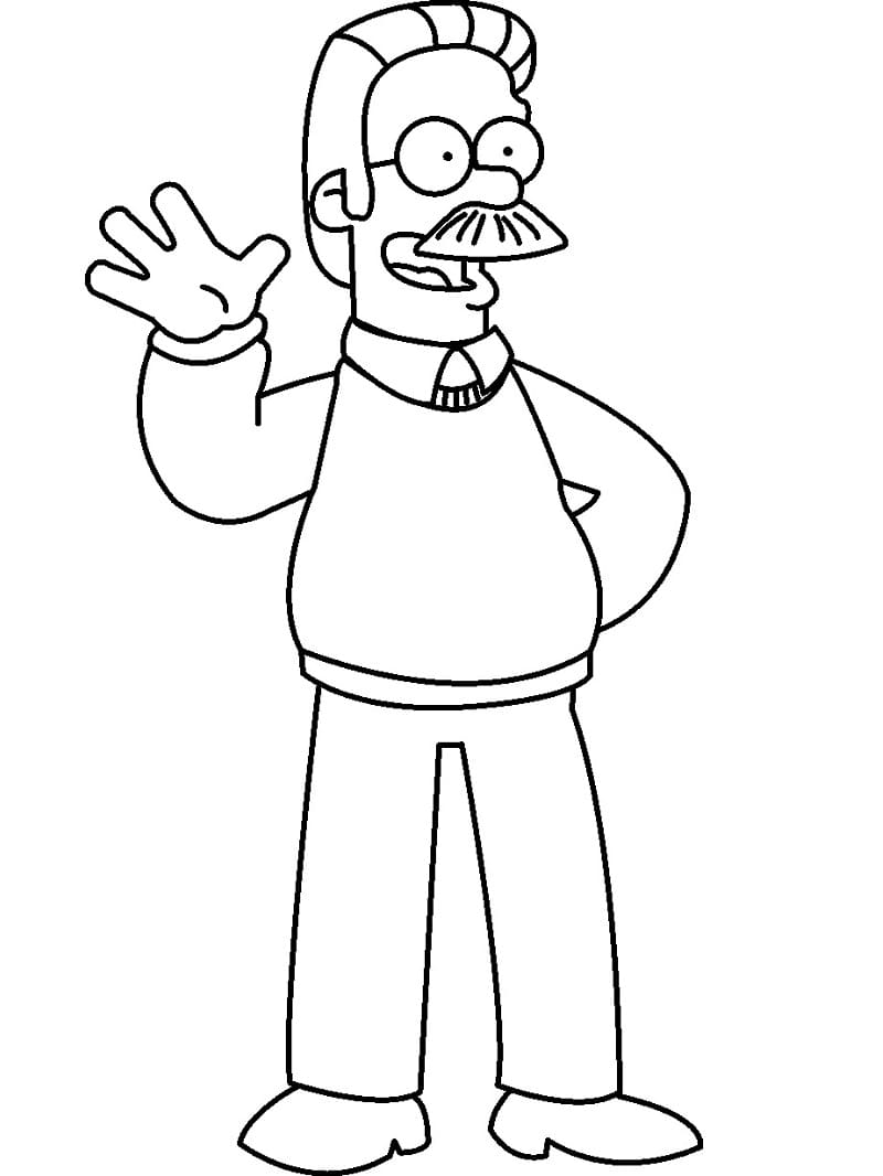 Ned Flanders fra Simpsons fargelegging