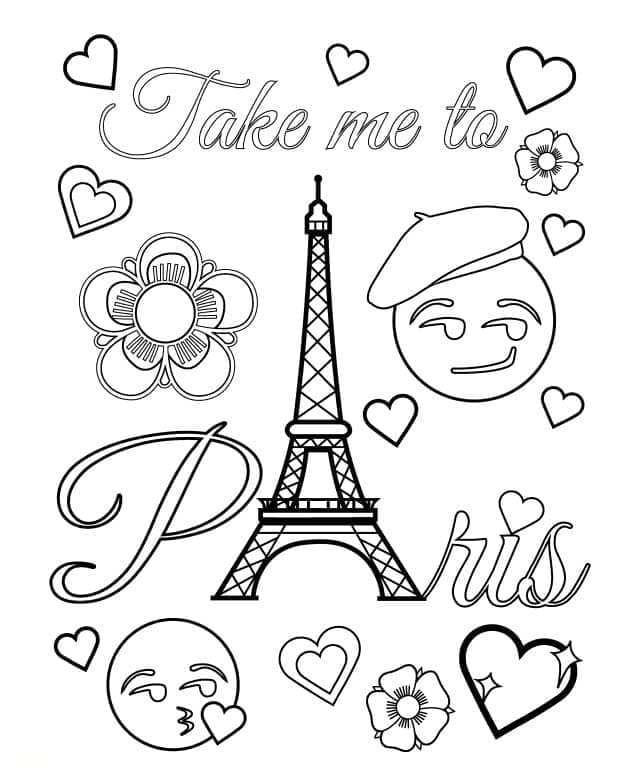 Paris Emojis fargeleggingsside