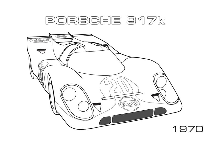 Porsche 917K racerbil fargeleggingsside