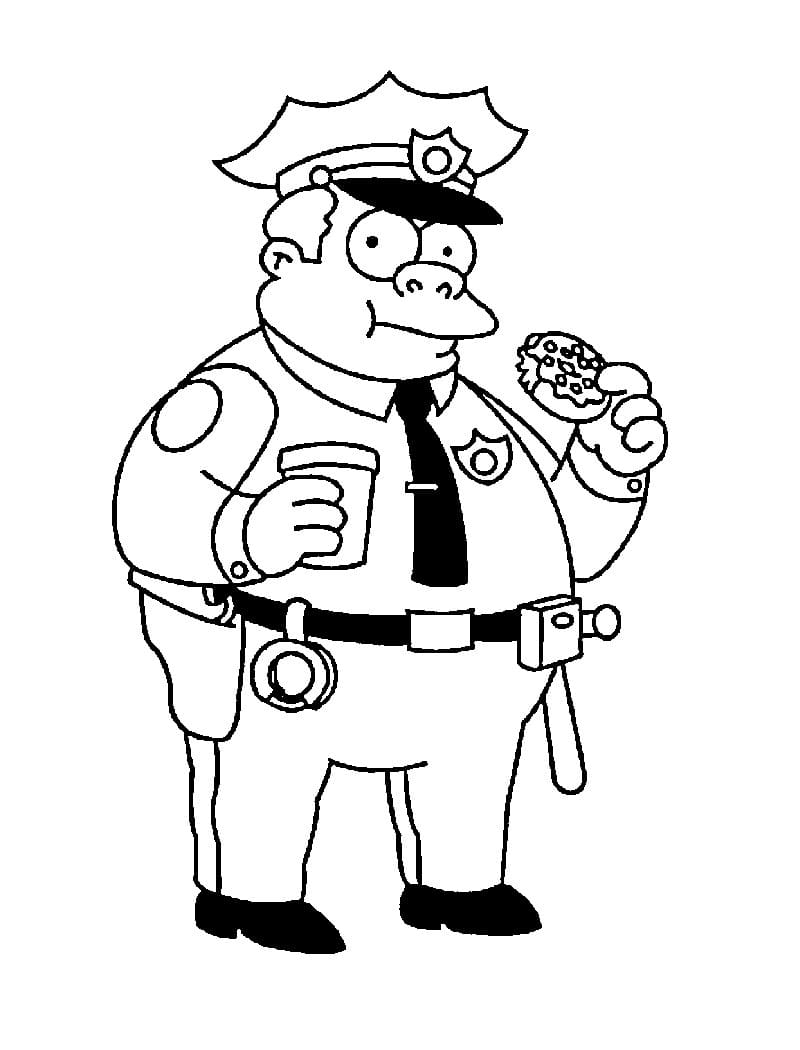 Sjef Wiggum fra Simpsons fargeleggingsside