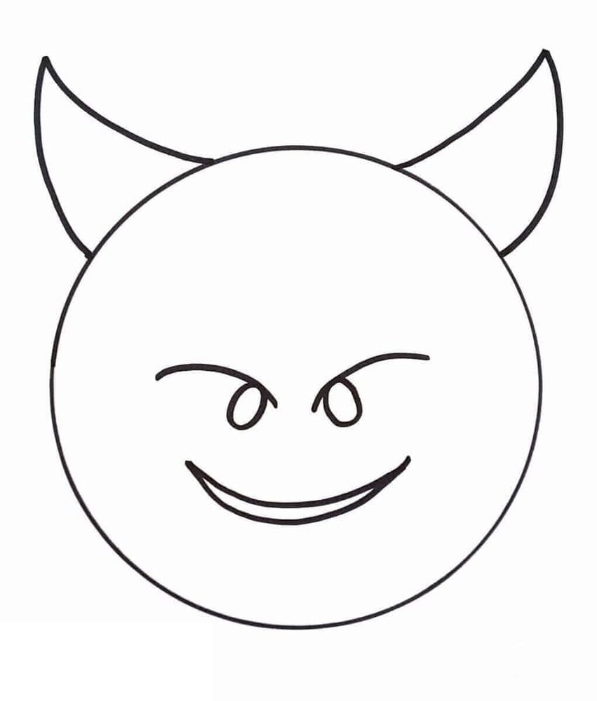 Smilende Ansikt Med Horn-Emoji fargelegging
