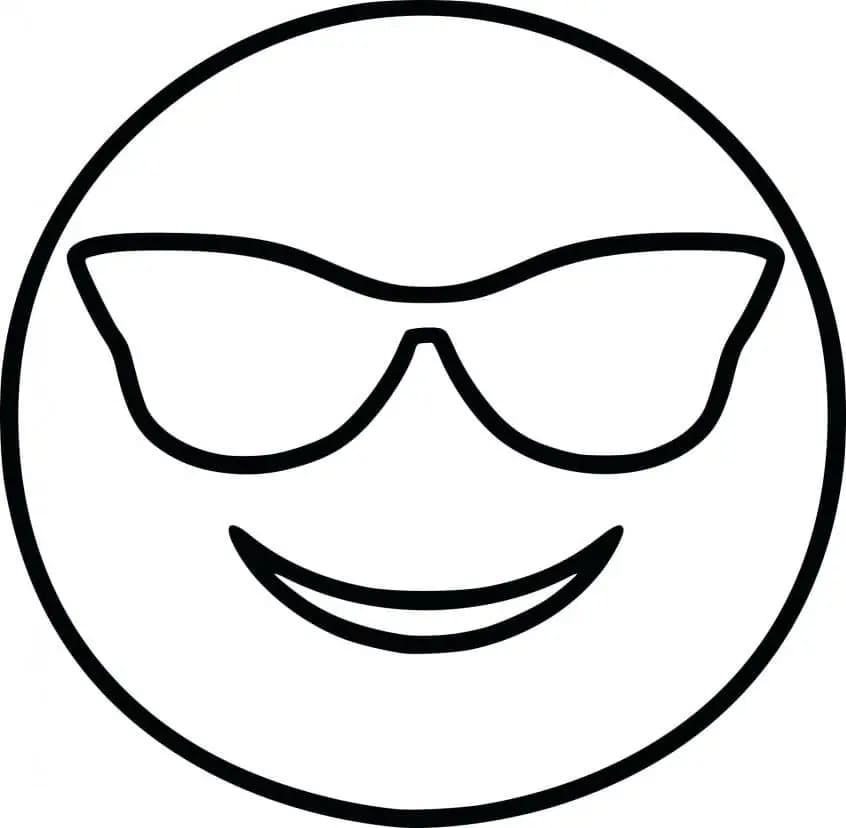 Smilende Ansikt Med Solbriller-Emoji fargelegging