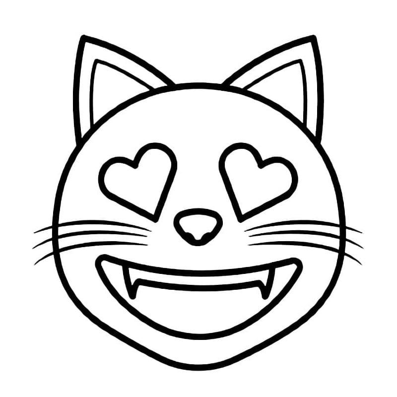 Smilende Katt Med Hjerteøyne Emoji fargelegging