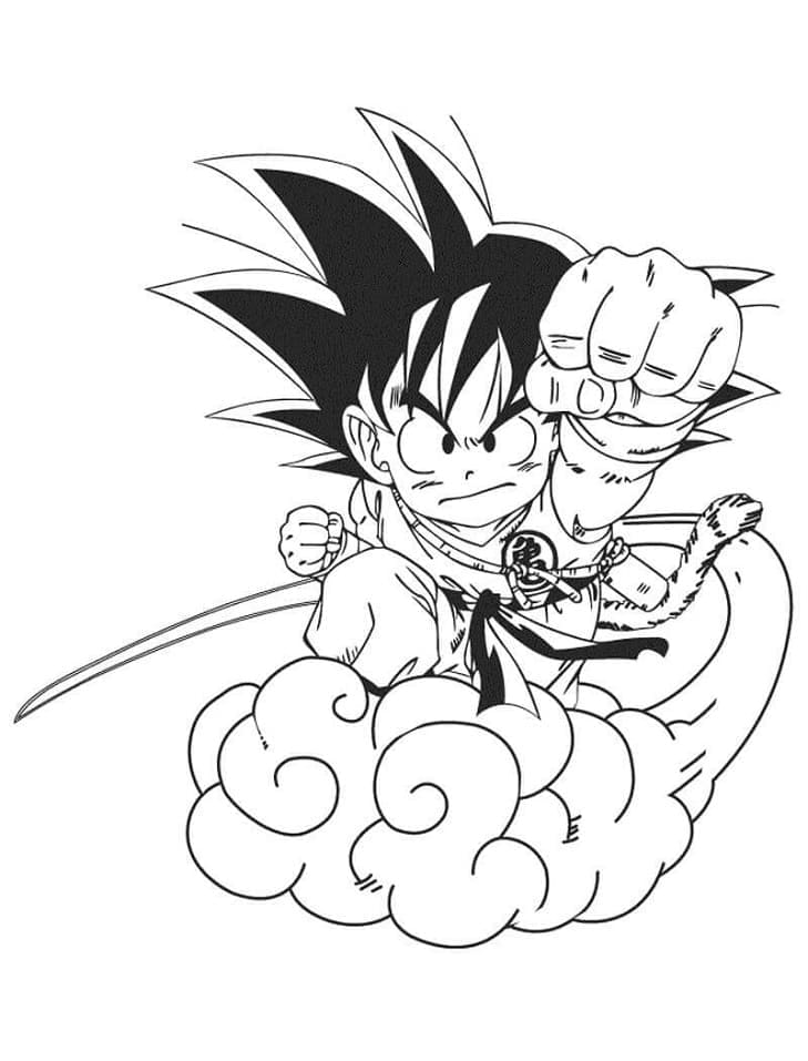 Unge Goku fargeleggingsside
