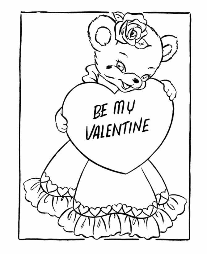 Vær mitt Valentine-kort fargeleggingsside